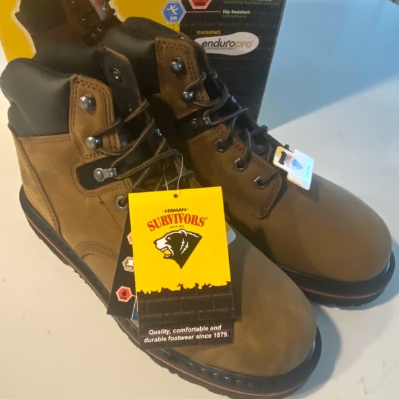 HERMAN Survivors Steel Toe Leather -Oil Resistant & Slip Resistant Work Boot -9 - Picture 2 of 6